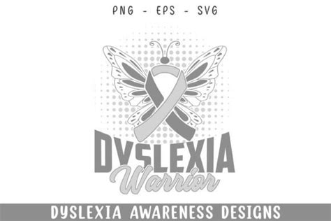 Dyslexia Warrior Awareness Silver Ribbon Graphic By Rahnumaat690