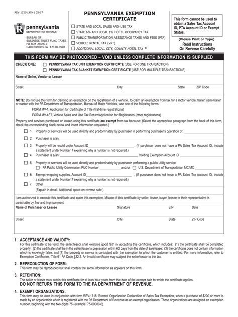 Pa Tax Exempt Form Printable Printable Form 2024