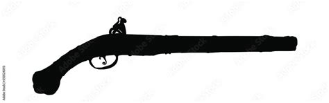 Musket silhouette. Flintlock old pistol symbol. Rustic vintage gun ...