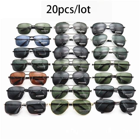 Vazrobe Wholesale Polarized Sunglasses Male Women Aviation Rectangle Black G15 20 Pcs Lot Sun