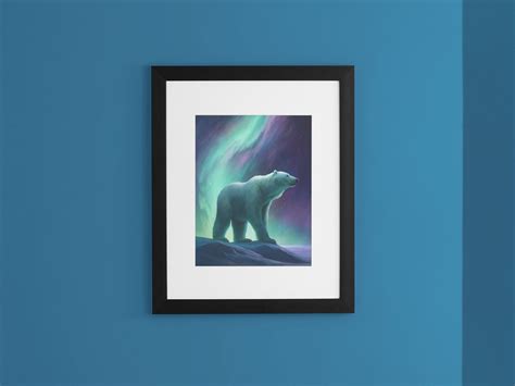 Polar Bear Art Northern Lights Livingroom Art Bedroom Night - Etsy