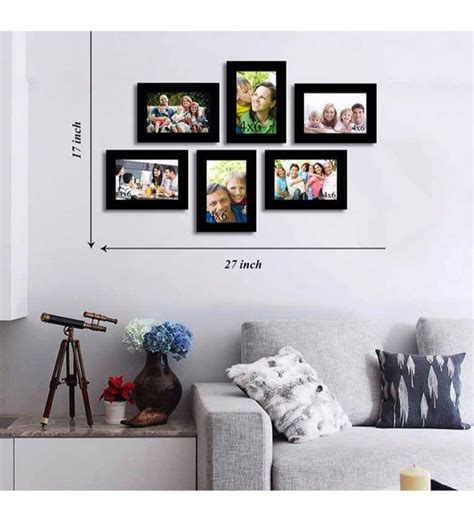 Buy Black Synthetic Wood Wall Photo Frame Set Of 6 By Art Street Online