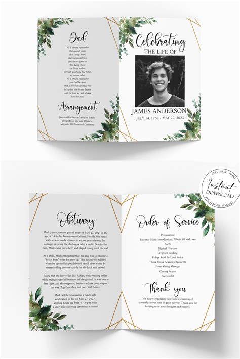 Celebration Of Life Funeral Program Template Funeral Brochure