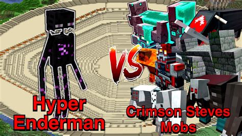 Minecraft Mobs Battle Hyper Enderman Hyper Bosses And Morevs Crimson Steves More Mobs Youtube