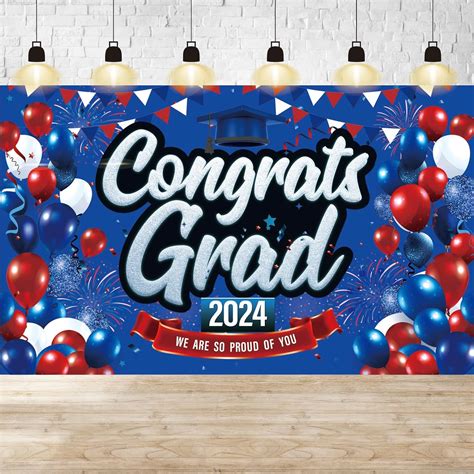 Amazon Blue And Red Graduation Banner CONGRATS GRAD 2024 We Are So