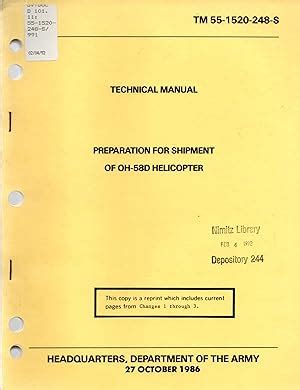 Technical Manual Preparation For Shipment Of OH 58D Helicopter By U S