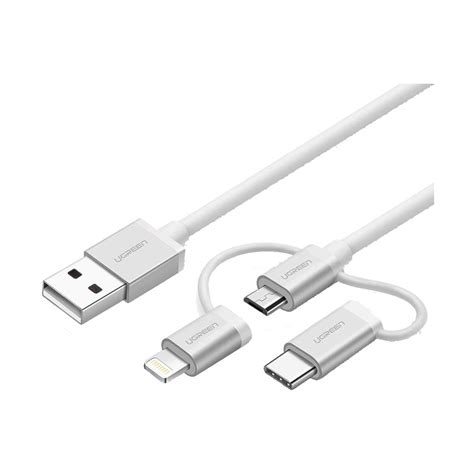 Usb Male To Micro Usb Type C Lightning 1 Meter Silver Data Cable Digital Bridge