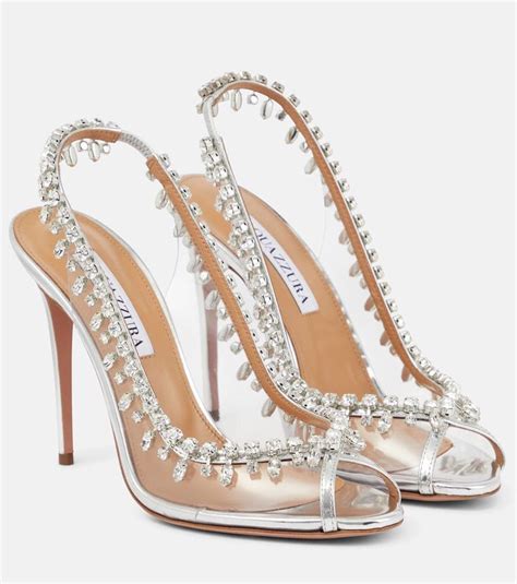 Temptation Embellished Pvc Sandals In Silver Aquazzura