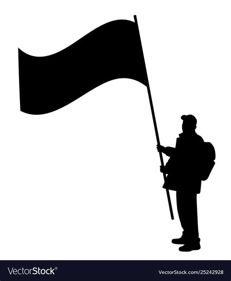 Man holding large flag Royalty Free Vector Image