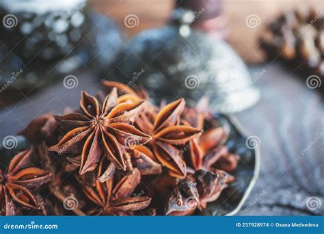 Fresh Organic Fruits And Spice Seeds From Star Anise Still Life In