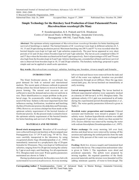 (PDF) Simple Technology for the Hatchery Seed Production of Giant ...