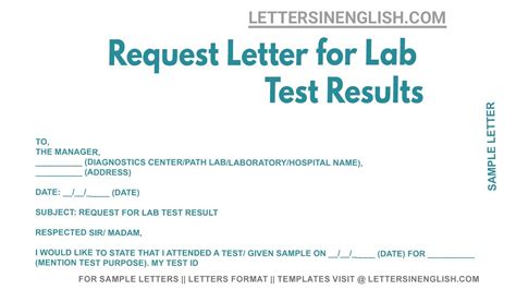 Request Letter For Lab Test Results Sample Letter To Laboratory