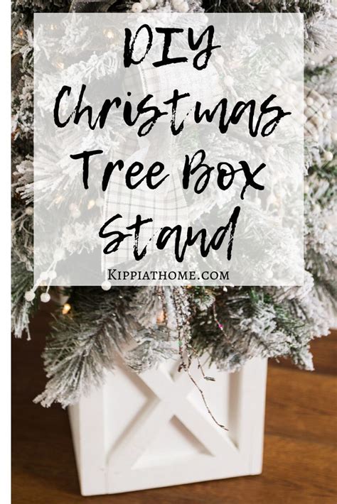 a christmas tree box with the words diy christmas tree box stand on it in black and white