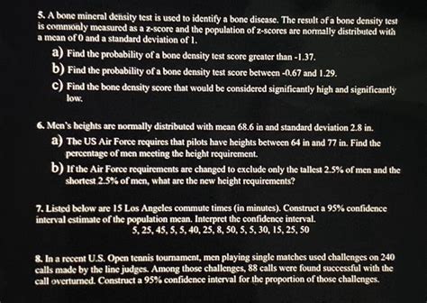 Solved 5. A bone mineral density test is used to identify a | Chegg.com