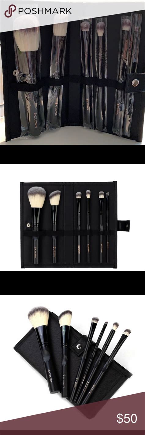 Crown Brush 6pc Syntho Brush Set Black And Rose Gold