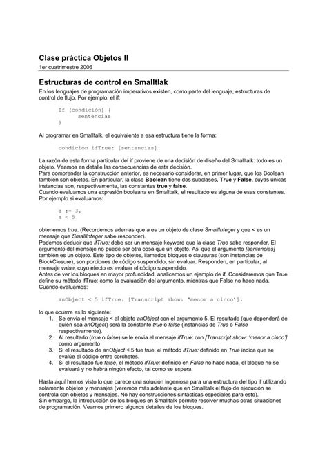 PDF de programación Estructuras de control en Smalltlak Clase