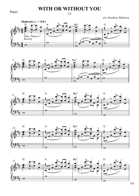 U2 With Or Without You Piano Cello Sheets By Vesislava