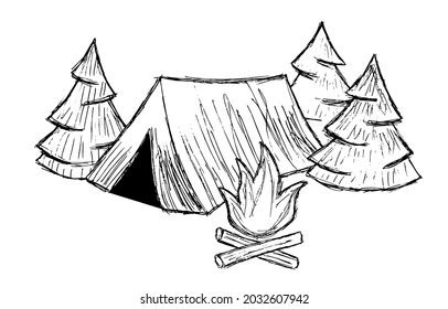 159 Camping Tent Black White Clipart Images, Stock Photos & Vectors ...