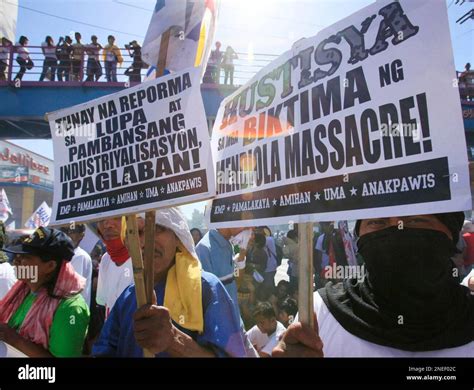 Protesters Mostly Farmers Display Placards During A Rally At The