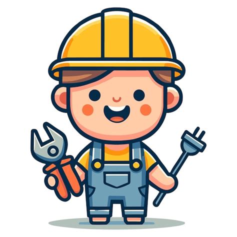 Premium Vector | Cartoon electrician with tools ready for work illustration