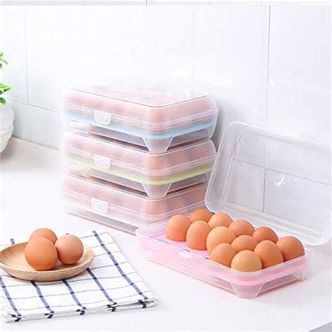 Clear Plastic Egg Holder for Refrigerator, Stackable Egg Storage Trays ...