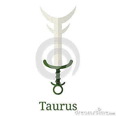 Taurus Sword Zodiac Sign Flat Cartoon Zodiacal Weapon One Of 12