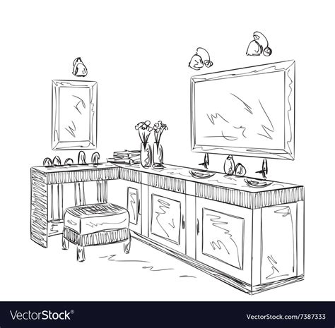 Bathroom Interior Elements Hand Drawn Mirror Vector Image