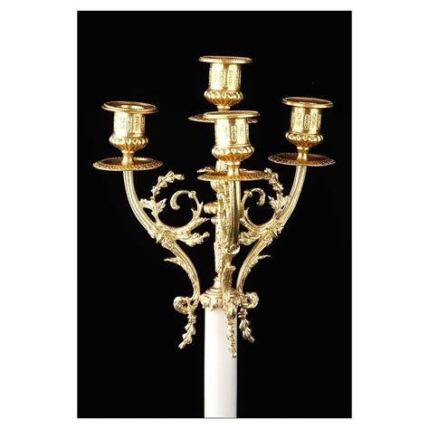 Hermosa Pareja De Candelabros En Bronce Dorado Y M Rmol Francia Siglo Xix