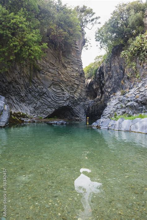 Alcantara River running through the Alcantara Gorge on Mount Etna ...