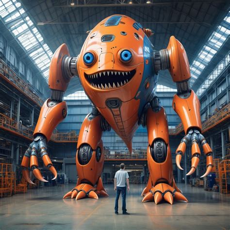 Giant Robotic Fish Monster In Factory Stable Diffusion Online