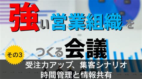 Youtube：【経営者向け】13分でわかる！強い営業組織の作り方 その3【受注力アップ、集客シナリオ、時間管理と情報共有】｜ニュース