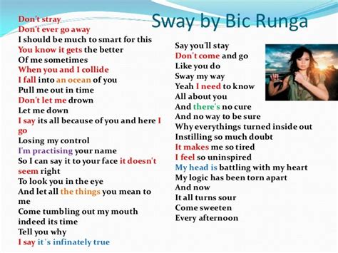 Sway by bic runga