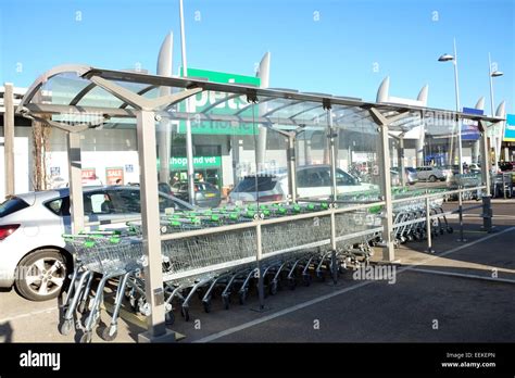 Shopping Trolley Cart Paring Bay Shelter In An Asda Walmart Car Park