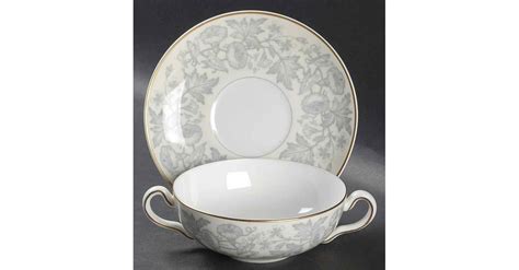 Wildflower Ivory Flat Cream Soup Bowl Saucer Set By Wedgwood