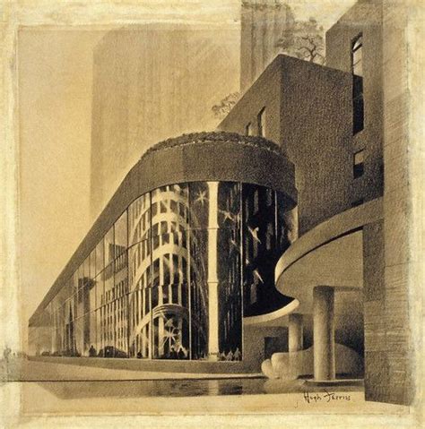 A Streamline Moderne Design By Hugh Ferriss Architecture Drawing Art Deco Architecture