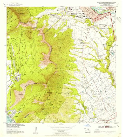 1953 Schofield Barracks Hi Hawaii Usgs Topographic Map Historic