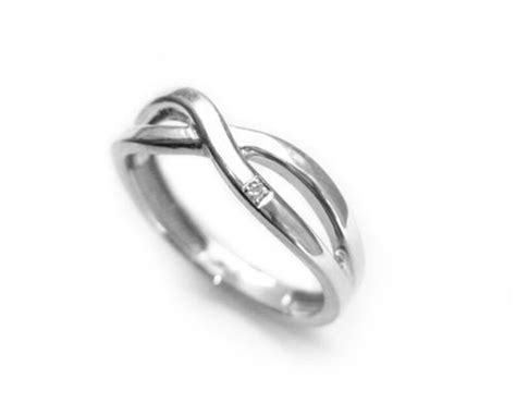 White Gold Infinity Knot Ring Infinity Ring With Diamond Etsy