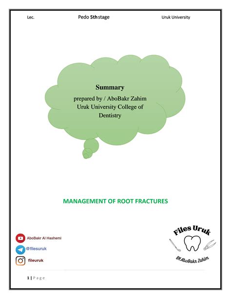 SOLUTION: Management of root fractures - Studypool