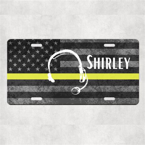 Personalized 911 Dispatcher Thin Yellow Line Flag License Etsy