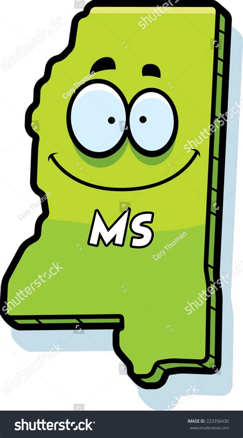 Cartoon Illustration State Mississippi Smiling Stock Vector 223356430 Shutterstock