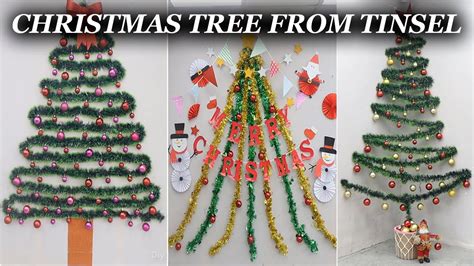 DIY Wall Christmas Tree Quick And Easy To Make With Tinsel YouTube