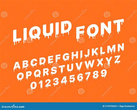 Liquid Melting Font Flowing Down Diagonal White Alphabet Milky