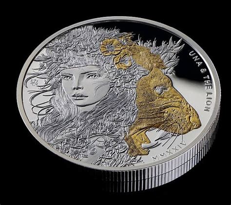 Saint Helena Una The Lion 1 Oz Silber 2024 PP Silver Gilded