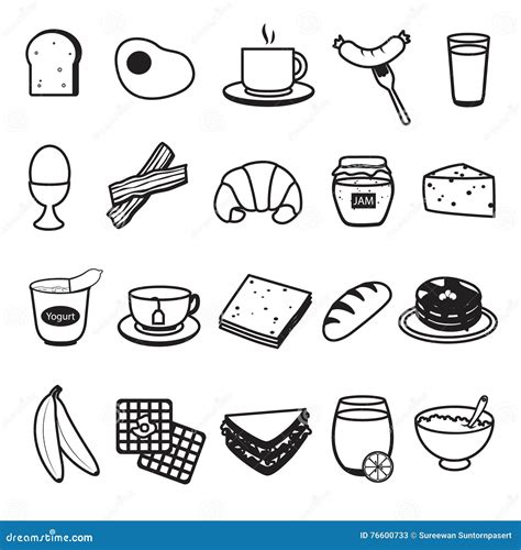 Basic Breakfast Icons Set Stock Vector Illustration Of Sandwich