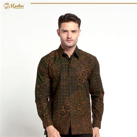 Jual Kemeja Batik Katun Lengan Panjang Kotak Jalu Toska Batik Pria