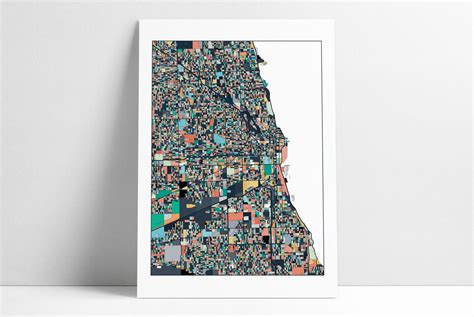 Chicago, Abstract Art, Travel Map, Chicago Map, City Map, Chicago Map ...