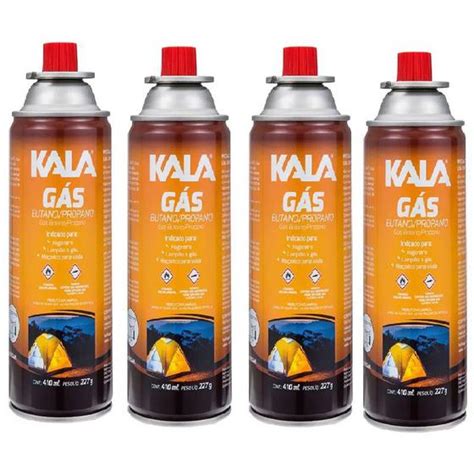 Kit 4 refil cartucho gás butano propano p maçarico fogareiro 227g kala