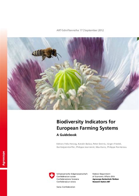 Pdf Biodiversity Indicators For European Farming Systems A Guidebook