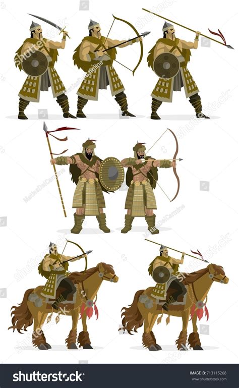 Mongolian Warriors Stock Vector (Royalty Free) 713115268 | Shutterstock