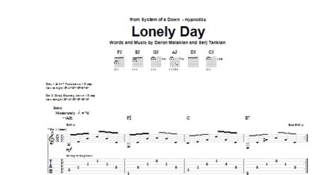 Lonely Day Guitar Tab Print Sheet Music Now